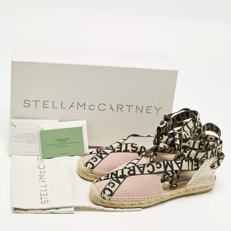 Pre Owned Stella McCartney Gaia Size 36 Pink/Beige Canvas Espadrille Flats