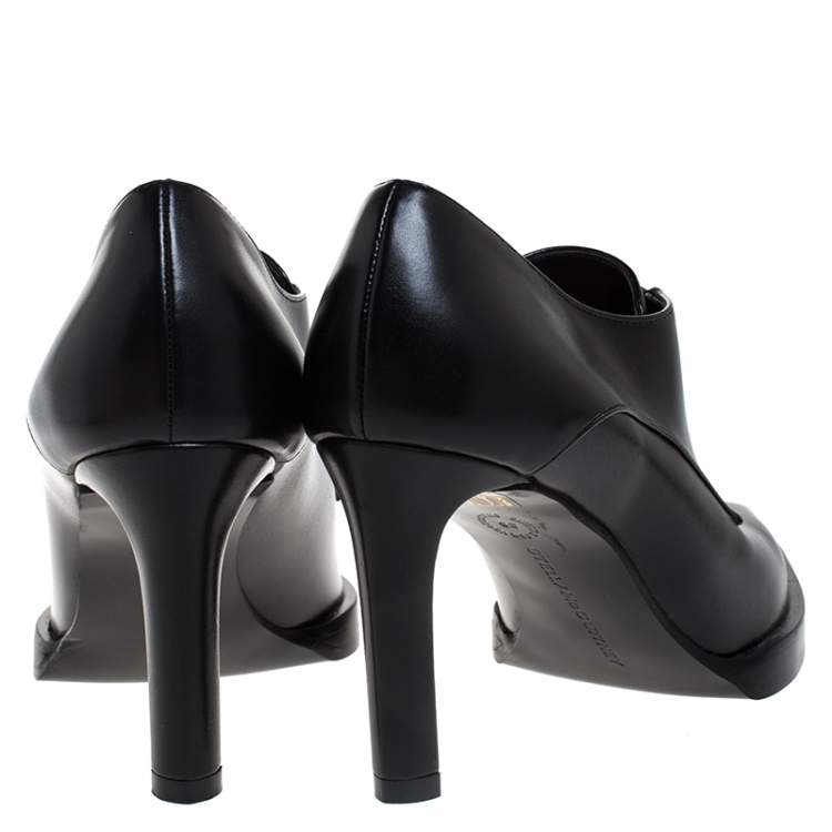 Pre Owned Stella McCartney Black Faux Leather Pointed Toe Ankle Booties Size 36