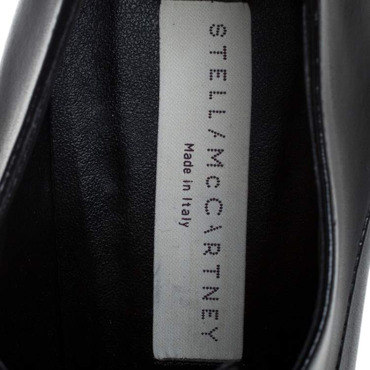 Pre Owned Stella McCartney Black Faux Leather Pointed Toe Ankle Booties Size 36