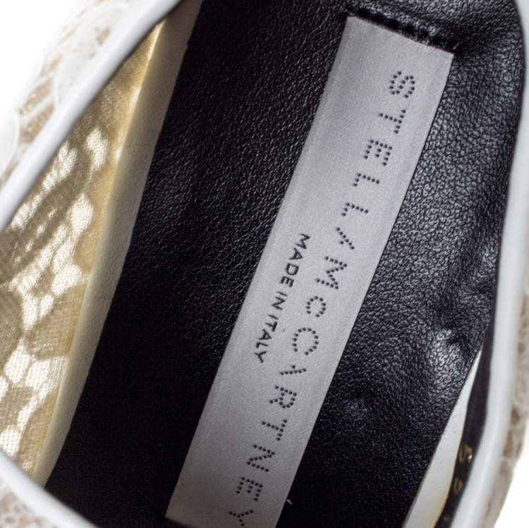 مملوكة مسبقًا Stella McCartney White Lace Elyse Platform Lace Up Sneakers Size 37.5 