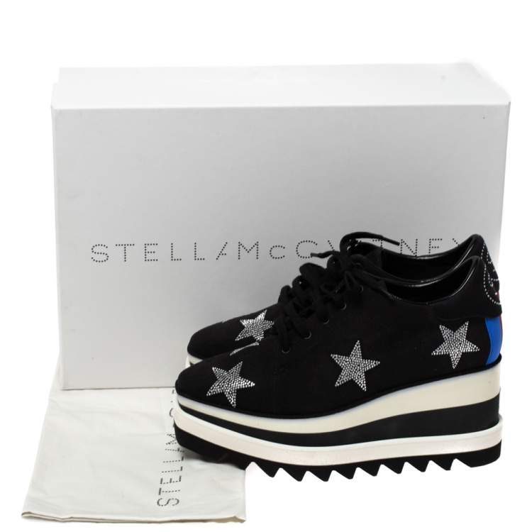 Pre Owned Stella McCartney Black Faux Suede Elyse Platform Lace Up Sneakers Size 36
