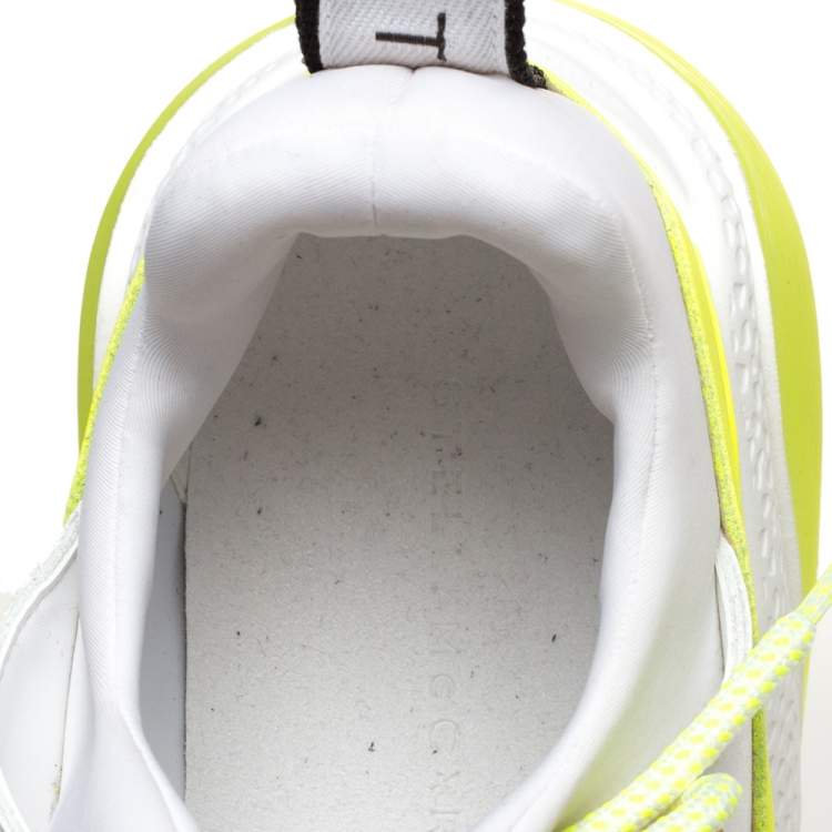 Pre Owned Stella McCartney White/Neon Green Faux Leather/Fabric Eclypse Lace Sneakers Size 41