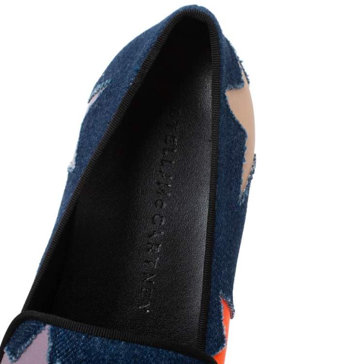 Pre Owned Stella McCartney Blue Denim Binx Star Platform Slip On Sneakers Size 40