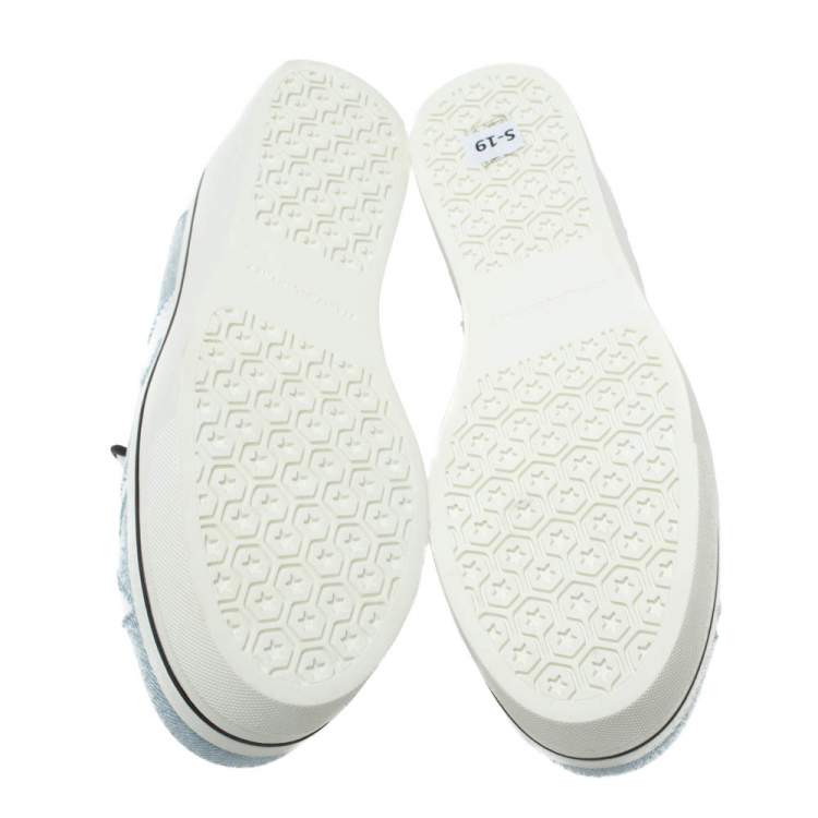 مملوكة مسبقًا Stella McCartney Light Blue Denim Binx Star Platform Slip On Sneakers Size 41