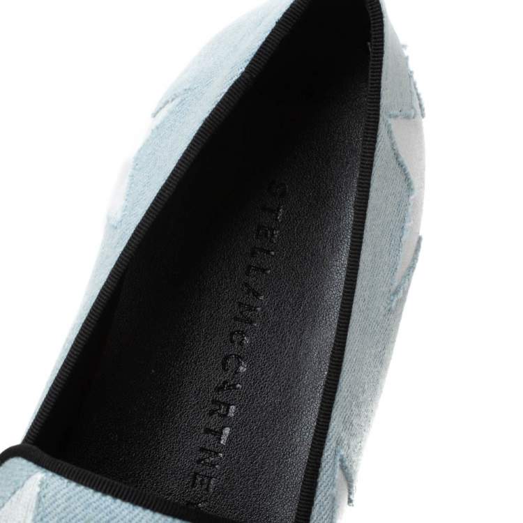 مملوكة مسبقًا Stella McCartney Light Blue Denim Binx Star Platform Slip On Sneakers Size 41
