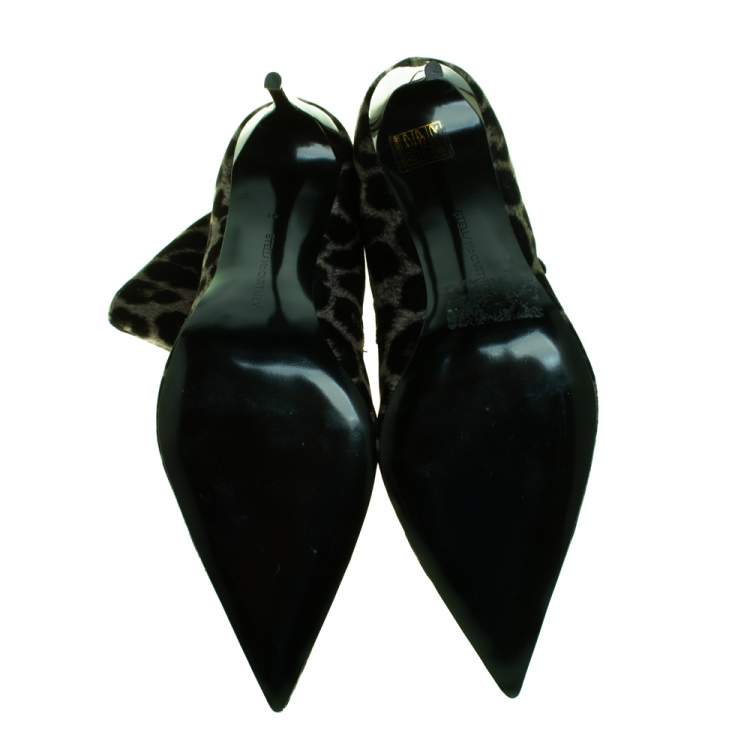 Pre Owned Stella McCartney Green/Black Animal Print Velvet Pointed Toe Ankle Booties Size 41