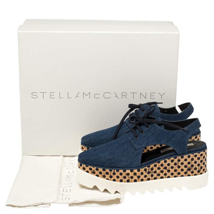 Pre Owned Stella McCartney Blue Denim Elyse Cut Out Derby Size 39