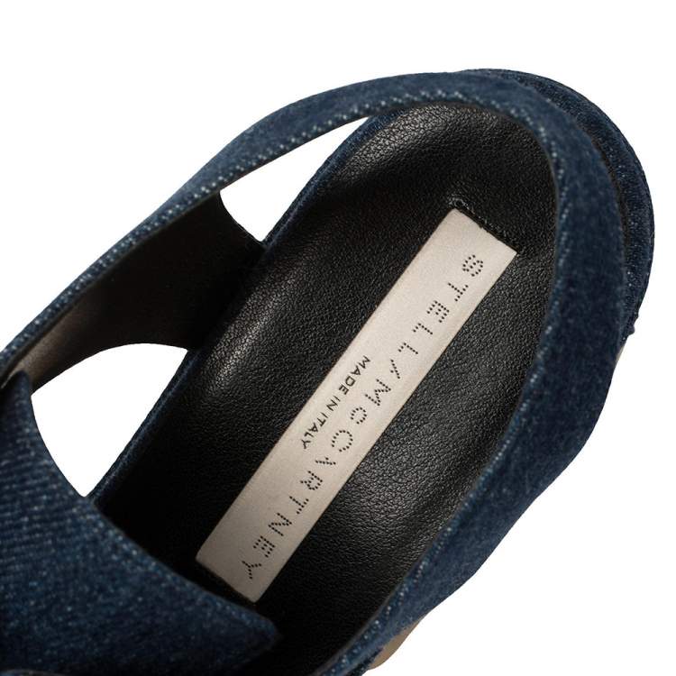 Pre Owned Stella McCartney Blue Denim Elyse Cut Out Derby Size 39