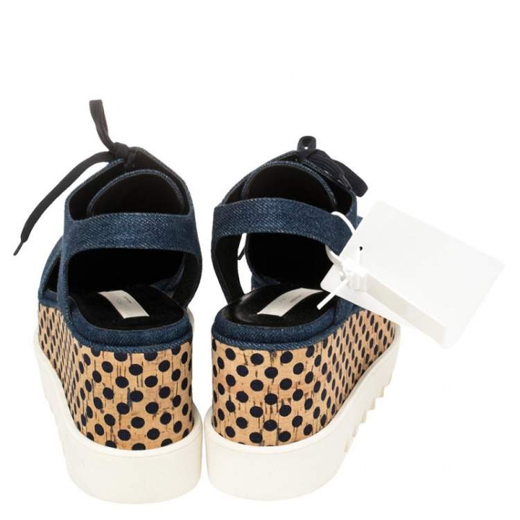 Pre Owned Stella McCartney Blue Denim Elyse Cut Out Derby Size 39