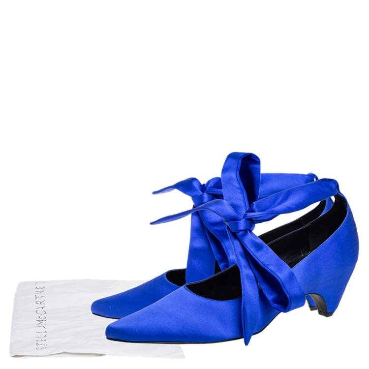 Pre Owned Stella McCartney Blue Satin Ankle Wrap Pumps Size 40