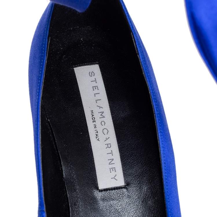 Pre Owned Stella McCartney Blue Satin Ankle Wrap Pumps Size 40
