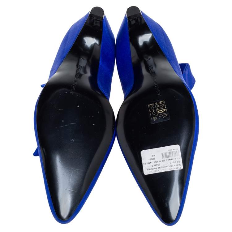 Pre Owned Stella McCartney Blue Satin Ankle Wrap Pumps Size 40
