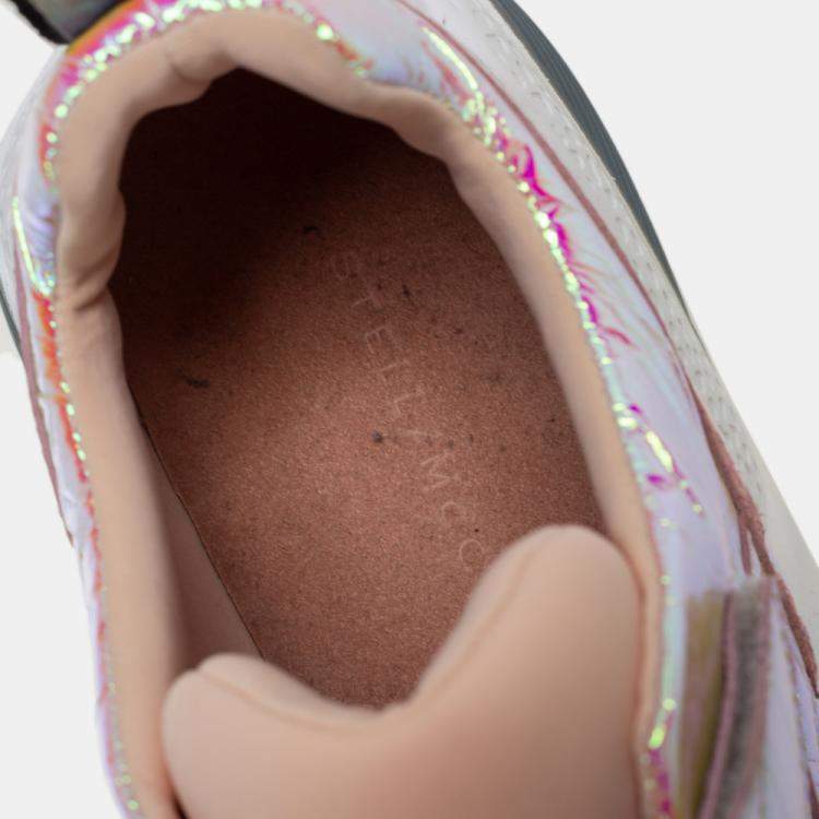 Pre Owned Stella McCartney Multicolor Holographic  Faux Leather Velcro Strap Sneakers Size 39