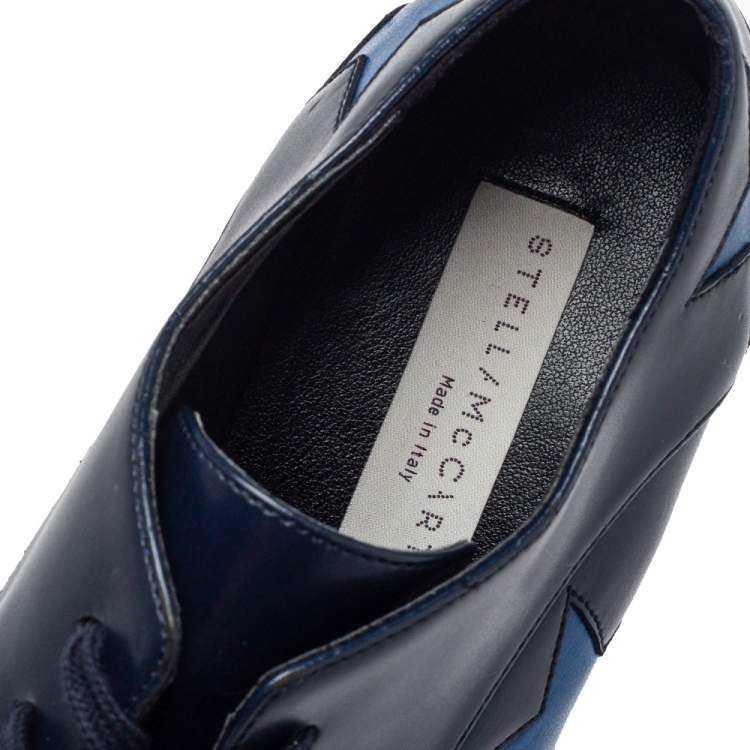 Pre Owned Stella McCartney Blue  Faux Leather Elyse Sneakers Size 35