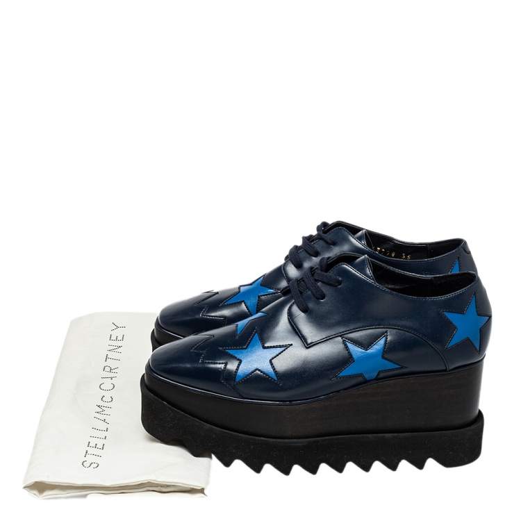 Pre Owned Stella McCartney Blue  Faux Leather Elyse Sneakers Size 35