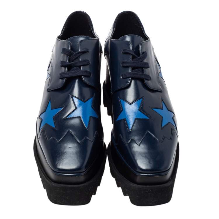 Pre Owned Stella McCartney Blue  Faux Leather Elyse Sneakers Size 35