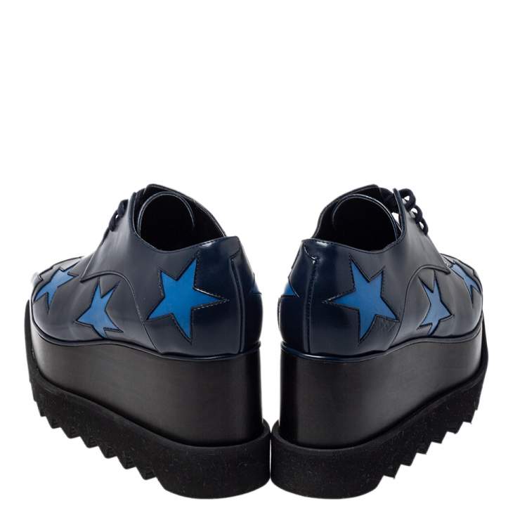 Pre Owned Stella McCartney Blue  Faux Leather Elyse Sneakers Size 35
