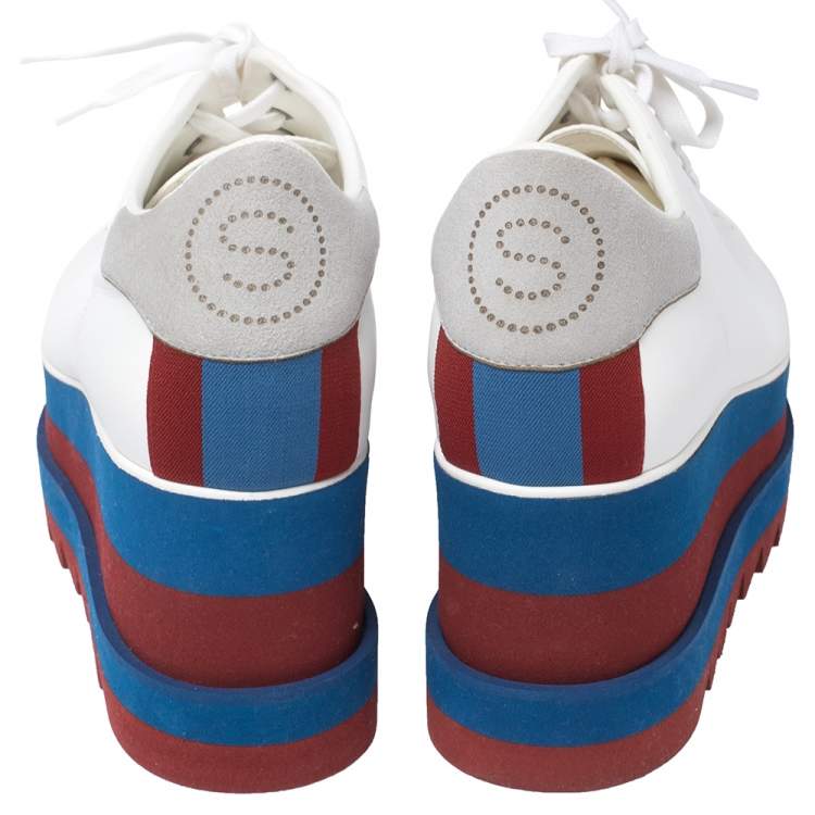 Pre Owned Stella McCartney White Faux Leather Elyse Platform Derby Size 41