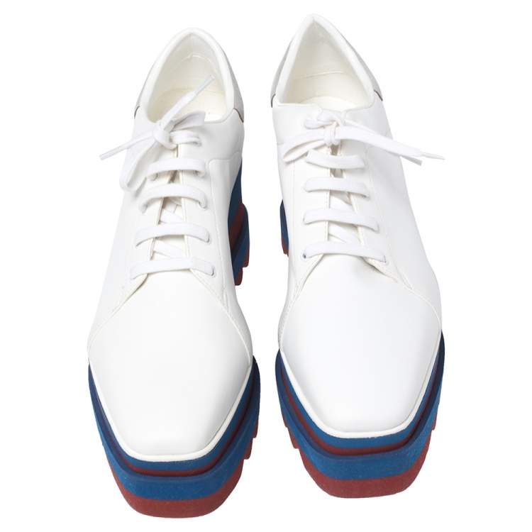 Pre Owned Stella McCartney White Faux Leather Elyse Platform Derby Size 41