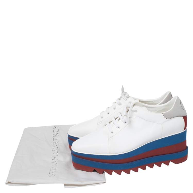Pre Owned Stella McCartney White Faux Leather Elyse Platform Derby Size 41