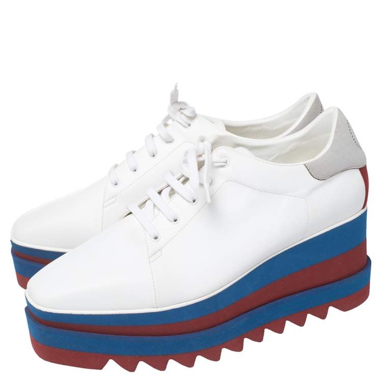 Pre Owned Stella McCartney White Faux Leather Elyse Platform Derby Size 41