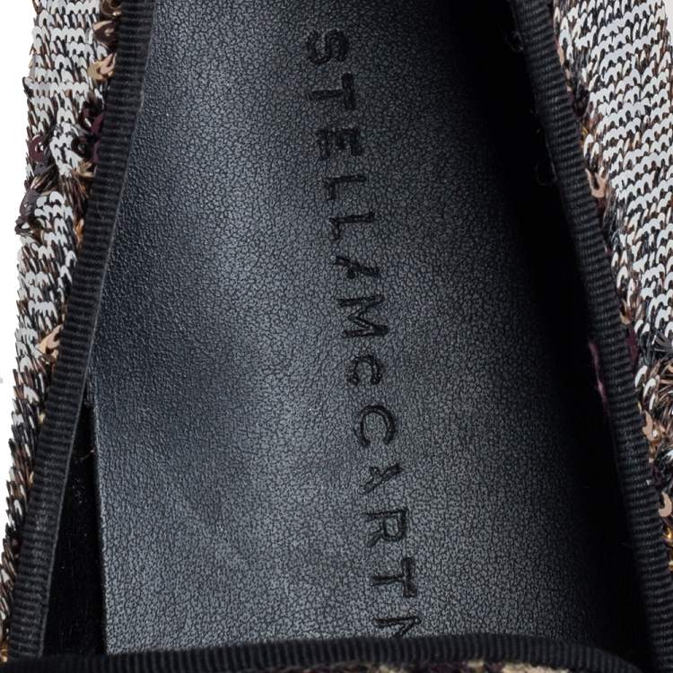 Pre Owned Stella McCartney Gold/Silver Sequin Binx Platform Sneakers Size 40