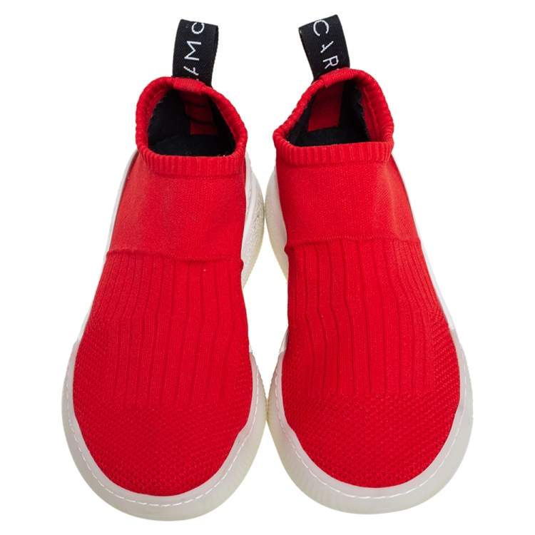 Pre Owned Stella McCartney Red Knit Fabric Slip On Sneakers Size 36