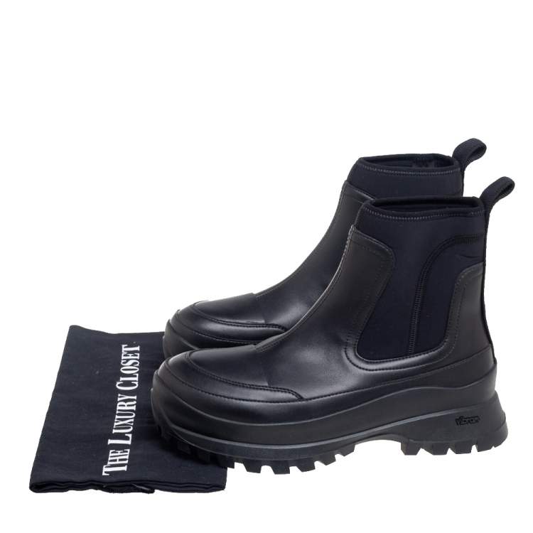 Pre Owned Stella McCartney Black Faux Leather and Fabric Chelsea Boots Size 39