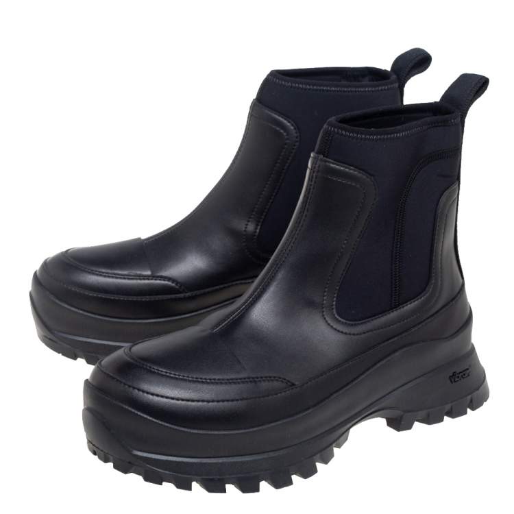 Pre Owned Stella McCartney Black Faux Leather and Fabric Chelsea Boots Size 39