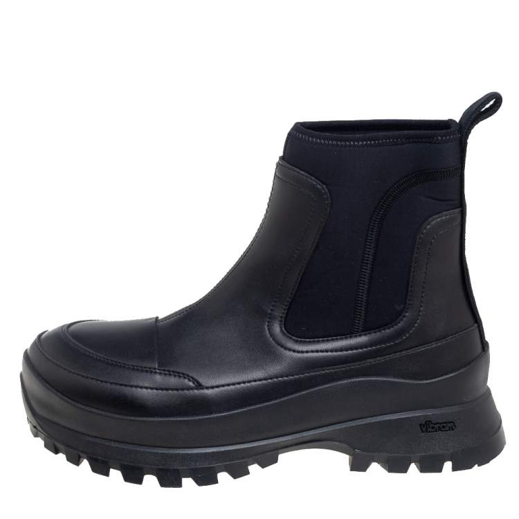 Pre Owned Stella McCartney Black Faux Leather and Fabric Chelsea Boots Size 39