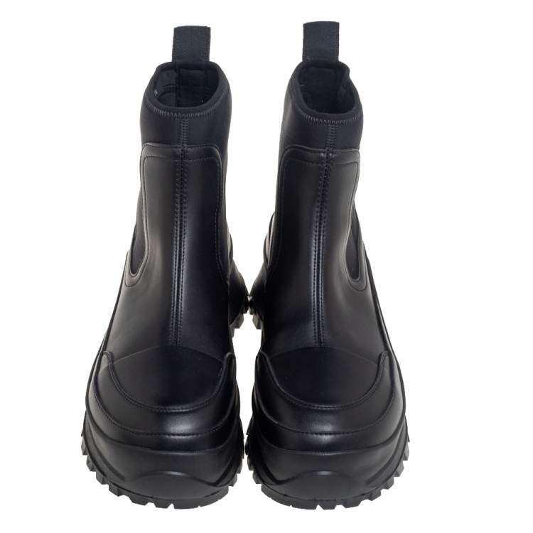 Pre Owned Stella McCartney Black Faux Leather and Fabric Chelsea Boots Size 39
