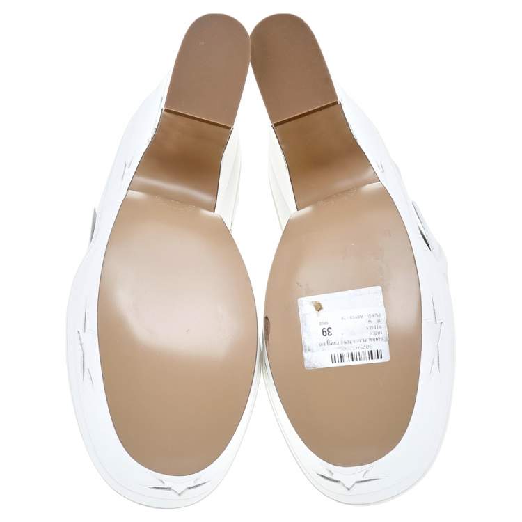 Pre Owned Stella McCartney White/Silver Faux Leather Star Platform Sandals Size 39