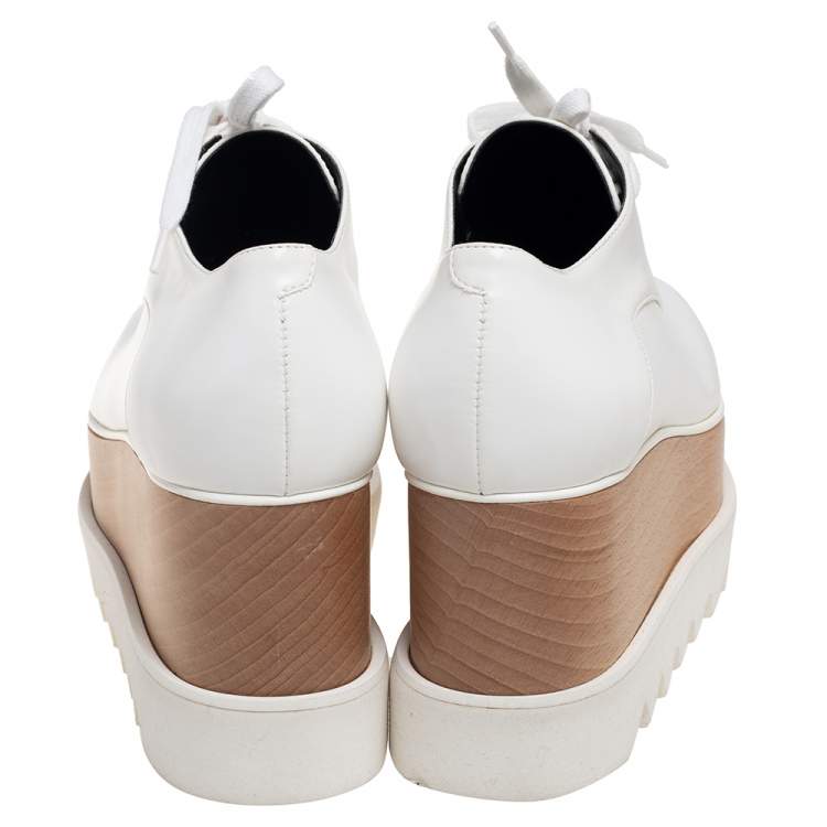 Pre Owned Stella McCartney White Faux Leather Elyse Platform Sneakers Size 36