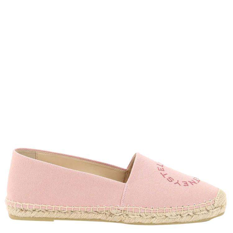 Pre Owned Stella McCartney Pink Canvas Rubber Selene Espadrilles Stella Logo Flats Size IT 37