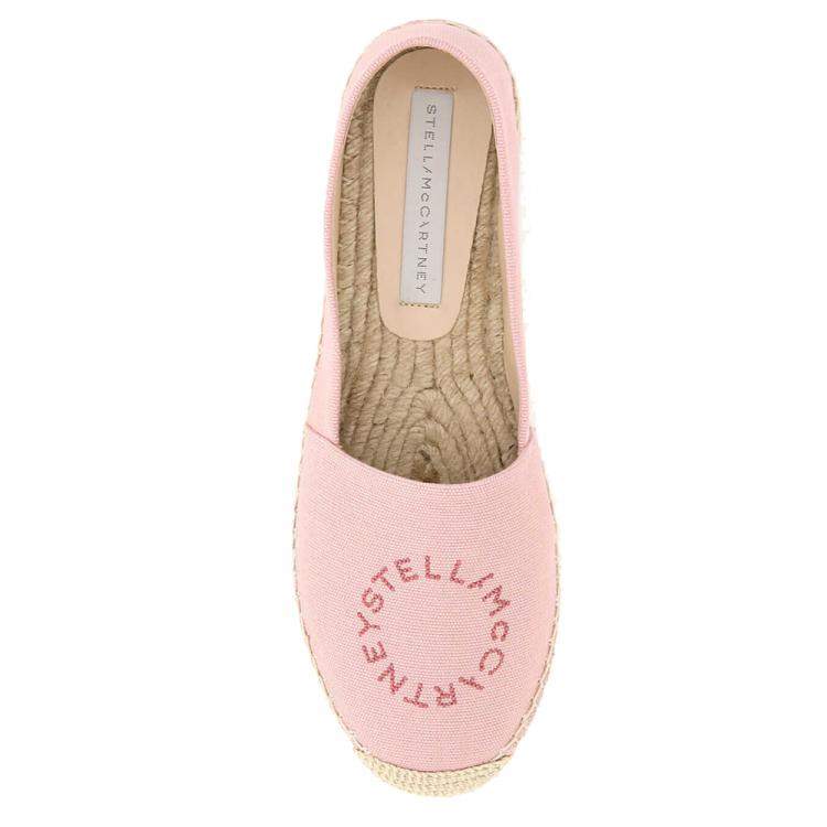 Pre Owned Stella McCartney Pink Canvas Rubber Selene Espadrilles Stella Logo Flats Size IT 37