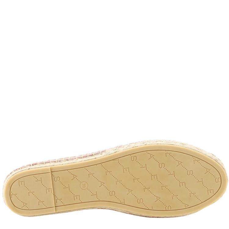 Pre Owned Stella McCartney Pink Canvas Rubber Selene Espadrilles Stella Logo Flats Size IT 37