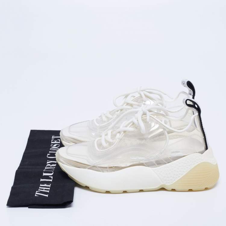 Pre Owned Stella McCartney White PVC And Faux Leather Eclypse Sneakers Size 36