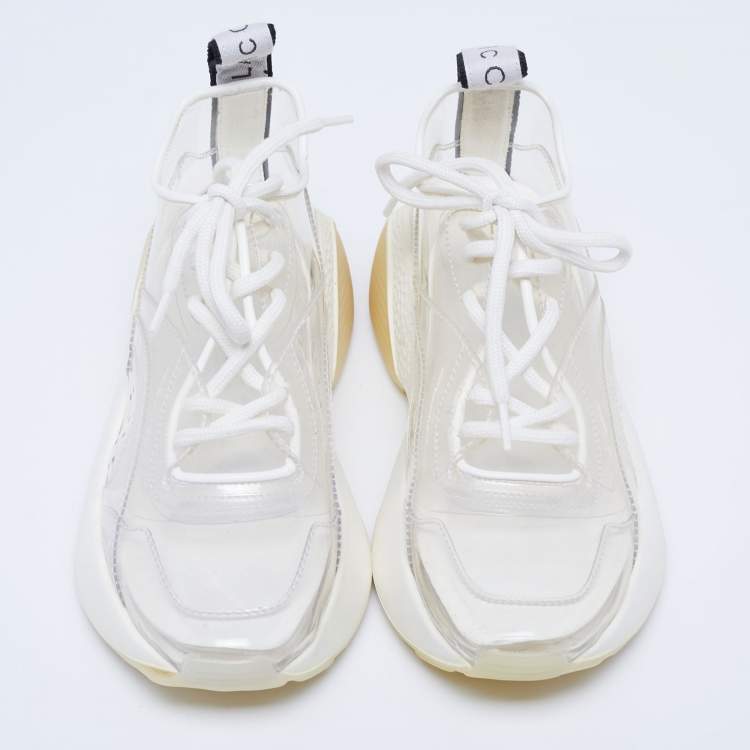 Pre Owned Stella McCartney White PVC And Faux Leather Eclypse Sneakers Size 36