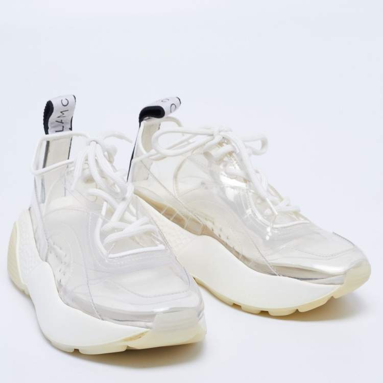 Pre Owned Stella McCartney White PVC And Faux Leather Eclypse Sneakers Size 36