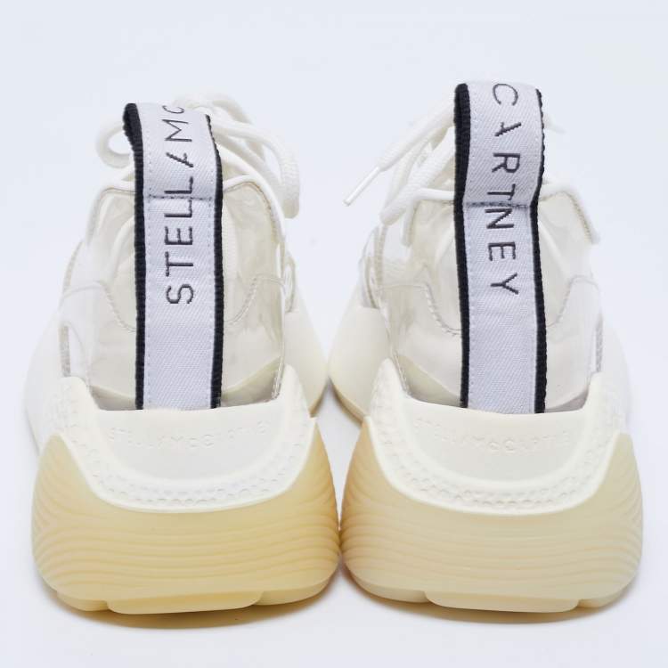 Pre Owned Stella McCartney White PVC And Faux Leather Eclypse Sneakers Size 36