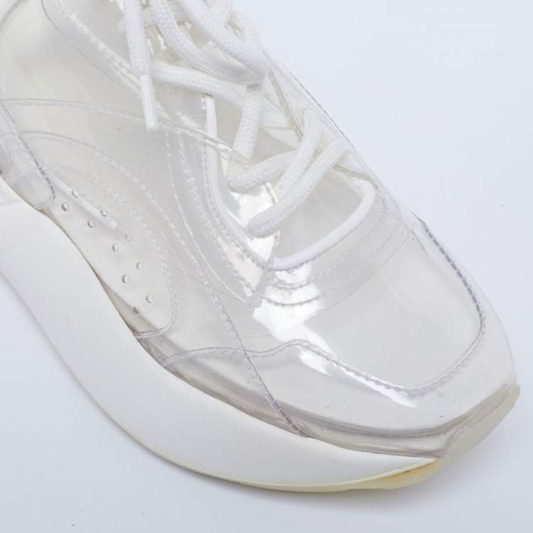 Pre Owned Stella McCartney White PVC And Faux Leather Eclypse Sneakers Size 36