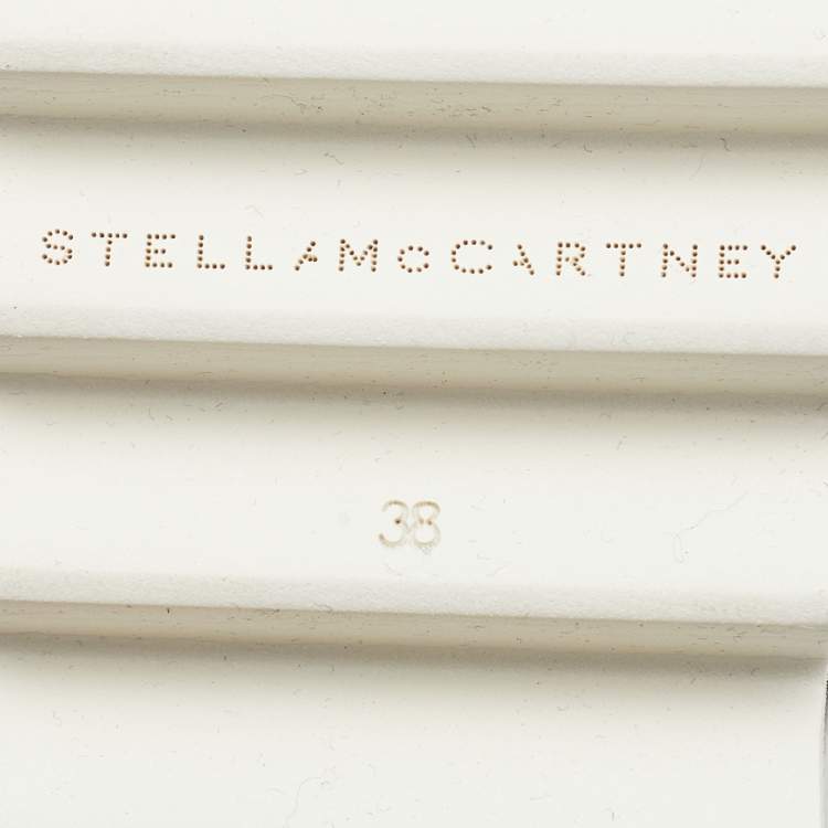 Pre Owned Stella McCartney White Faux Leather Elyse Cutout Platform Derby Size 38