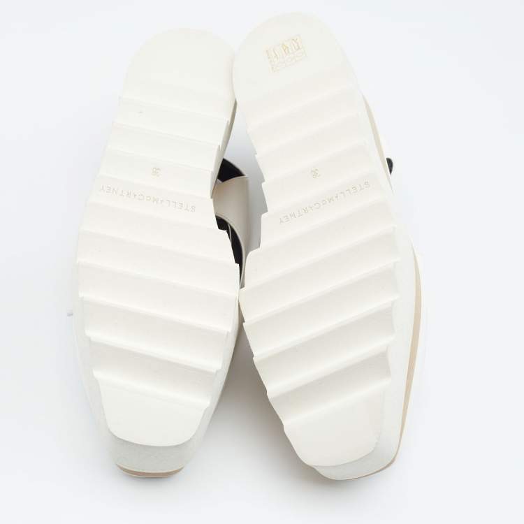 Pre Owned Stella McCartney White Faux Leather Elyse Cutout Platform Derby Size 38