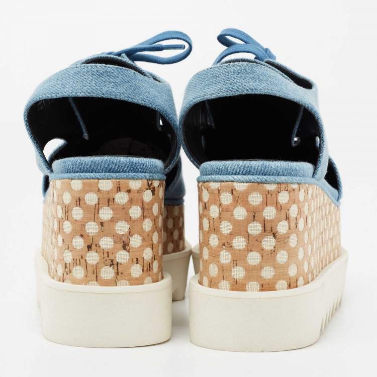 Pre Owned Stella McCartney Blue Denim Elyse Platform Slingback Derby Sneakers Size 36