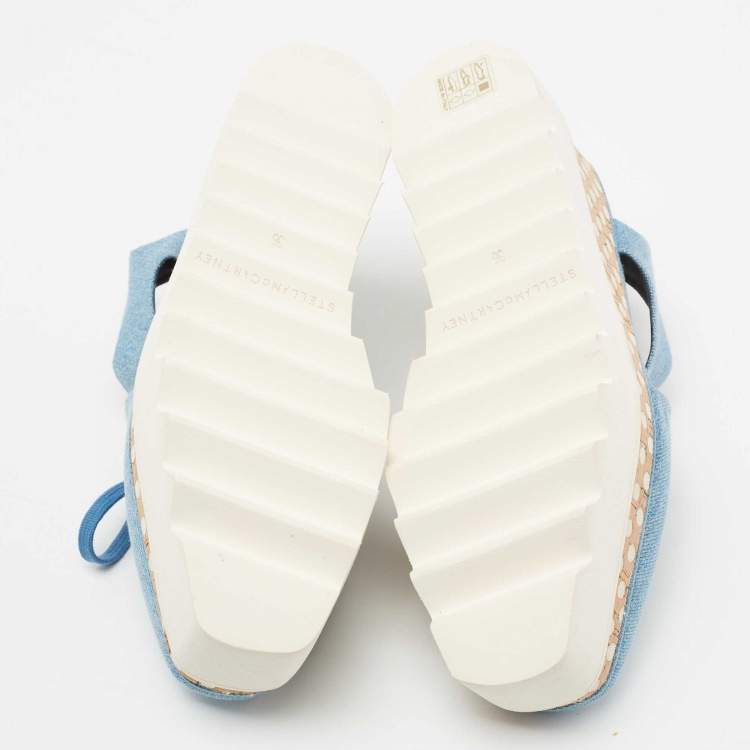 Pre Owned Stella McCartney Blue Denim Elyse Platform Slingback Derby Sneakers Size 36