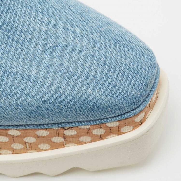 Pre Owned Stella McCartney Blue Denim Elyse Platform Slingback Derby Sneakers Size 36