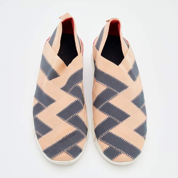 Pre Owned Stella McCartney Beige/Grey Elastic Slip on Sneakers Size 41
