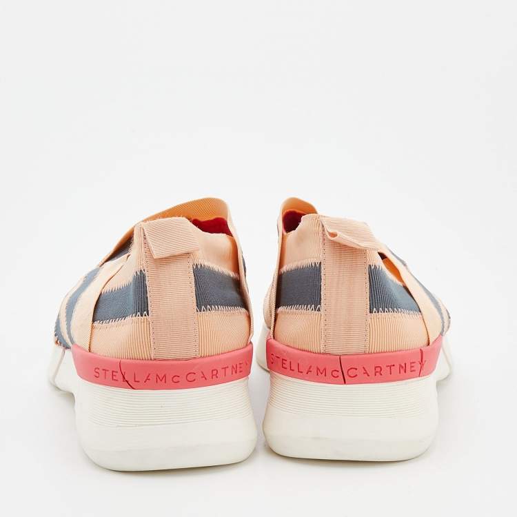 Pre Owned Stella McCartney Beige/Grey Elastic Slip on Sneakers Size 41