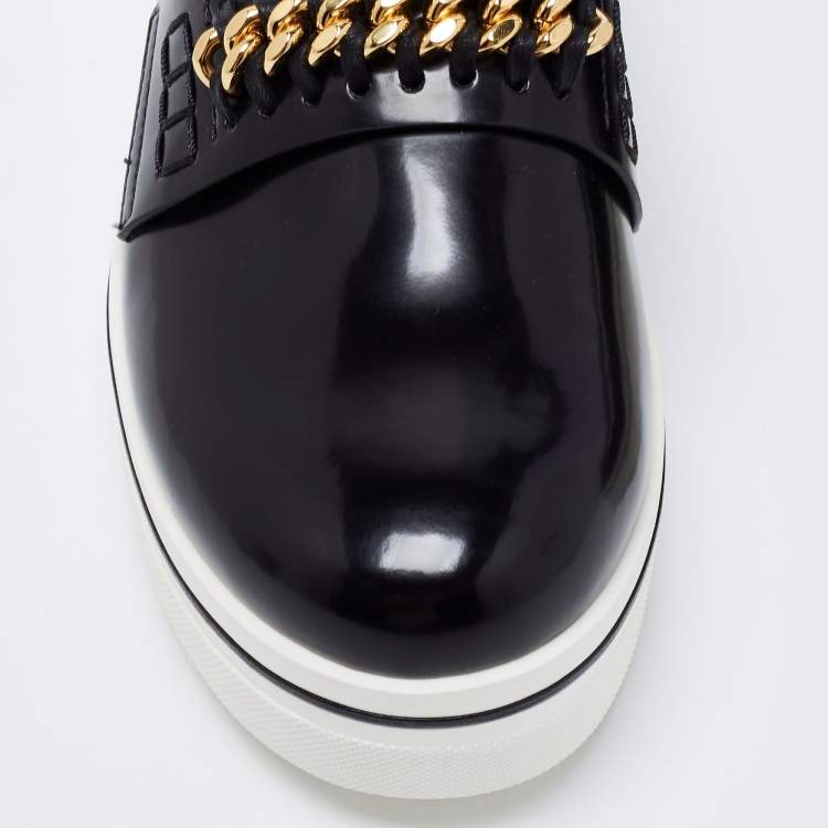 مملوكة مسبقًا Stella McCartney Black Faux Leather Chain Link Slip On Sneakers Size 40