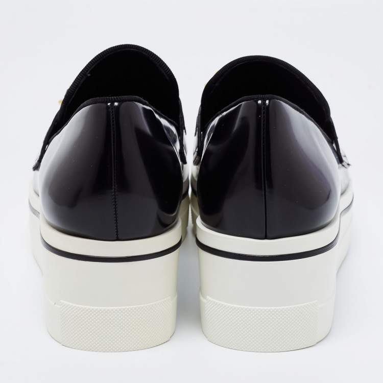 مملوكة مسبقًا Stella McCartney Black Faux Leather Chain Link Slip On Sneakers Size 40